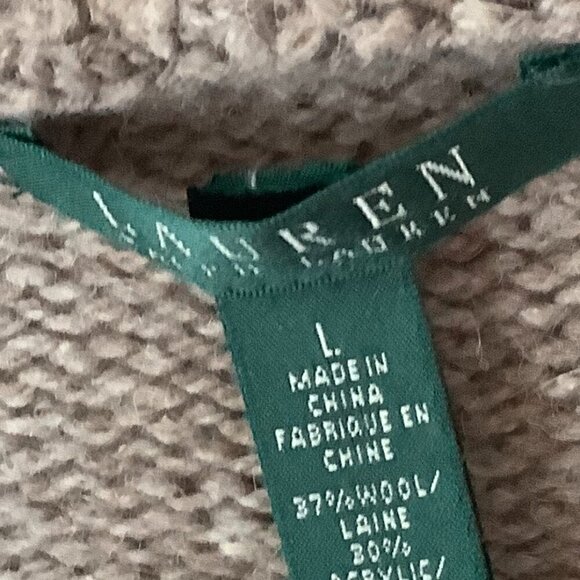 Lauren Ralph Lauren women's sweater large cardigan button shoulder brown wool - Picture 5 of 7